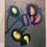 Lucien marduel (1931) yellow red abstraction original modern painting