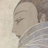 Painted canvas depicting an elegant, contemporary work