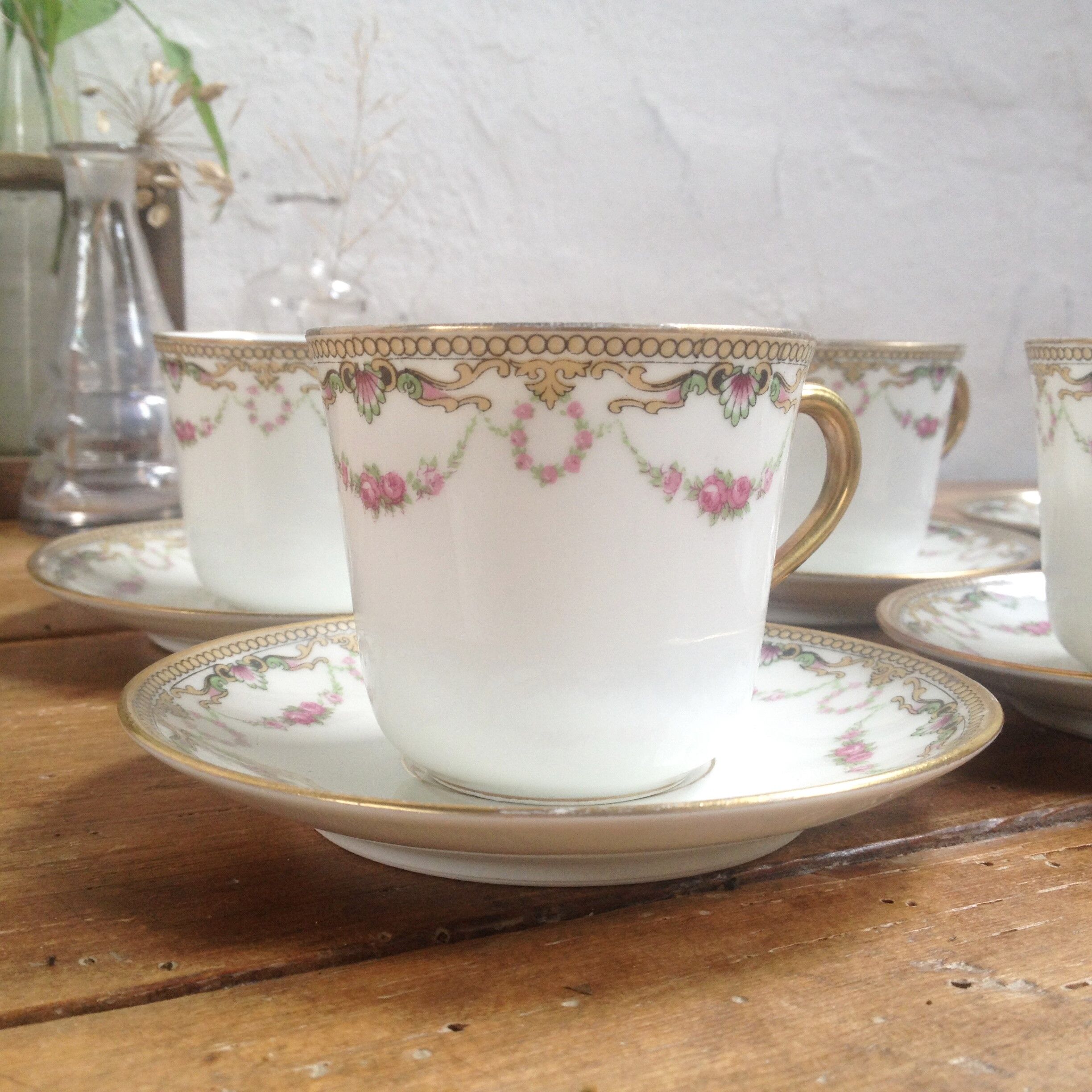 Limoges porcelain coffee cups x6
