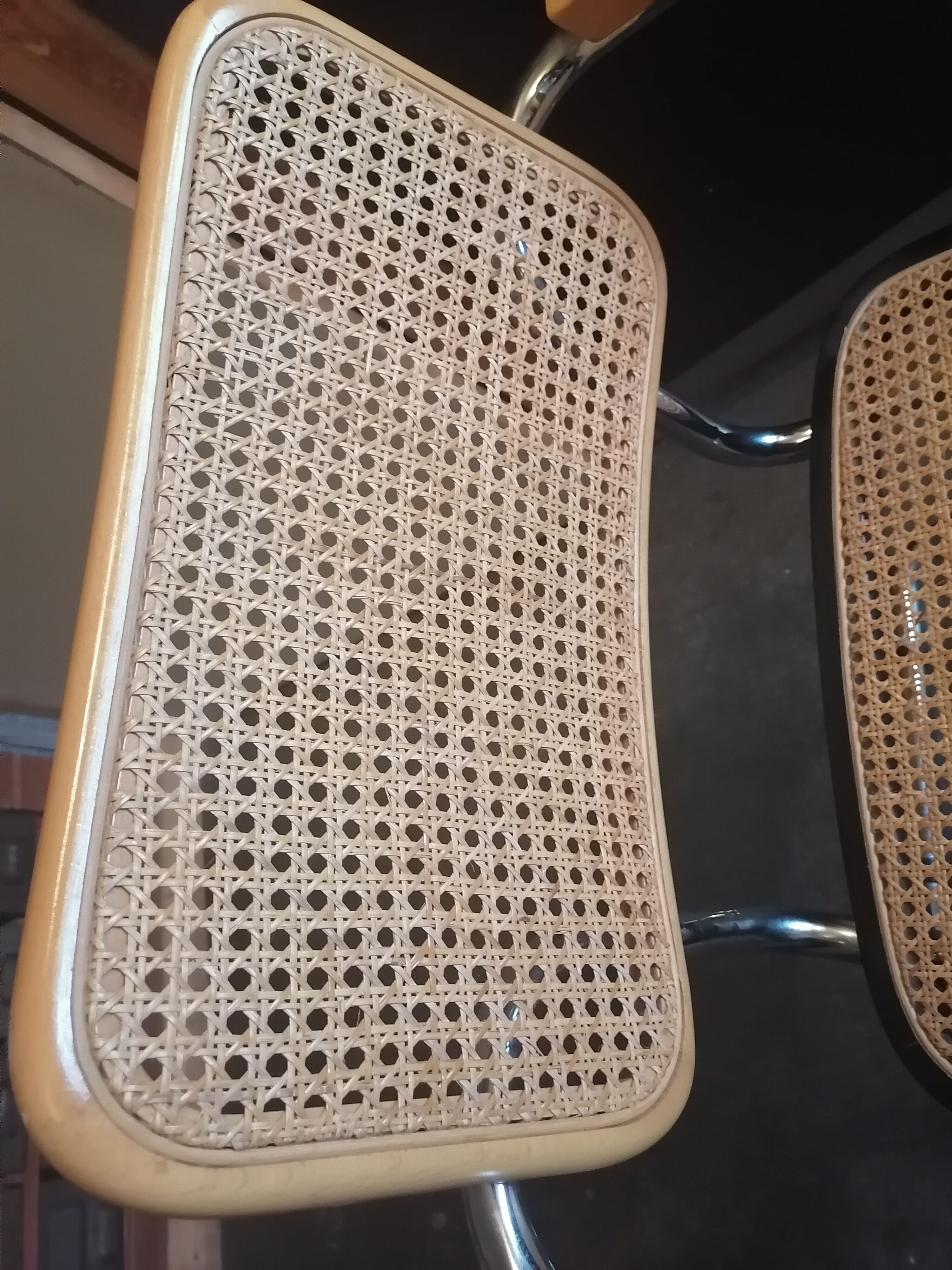 Breuer armchair with chrome tube frame and canework, 1980s Italy