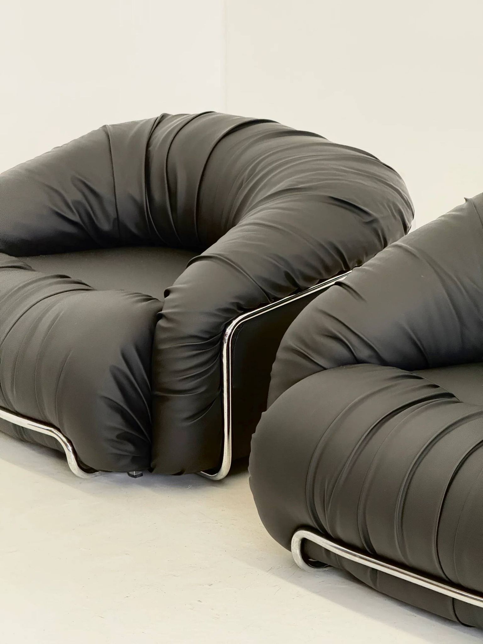 Italian Space Age armchairs in black