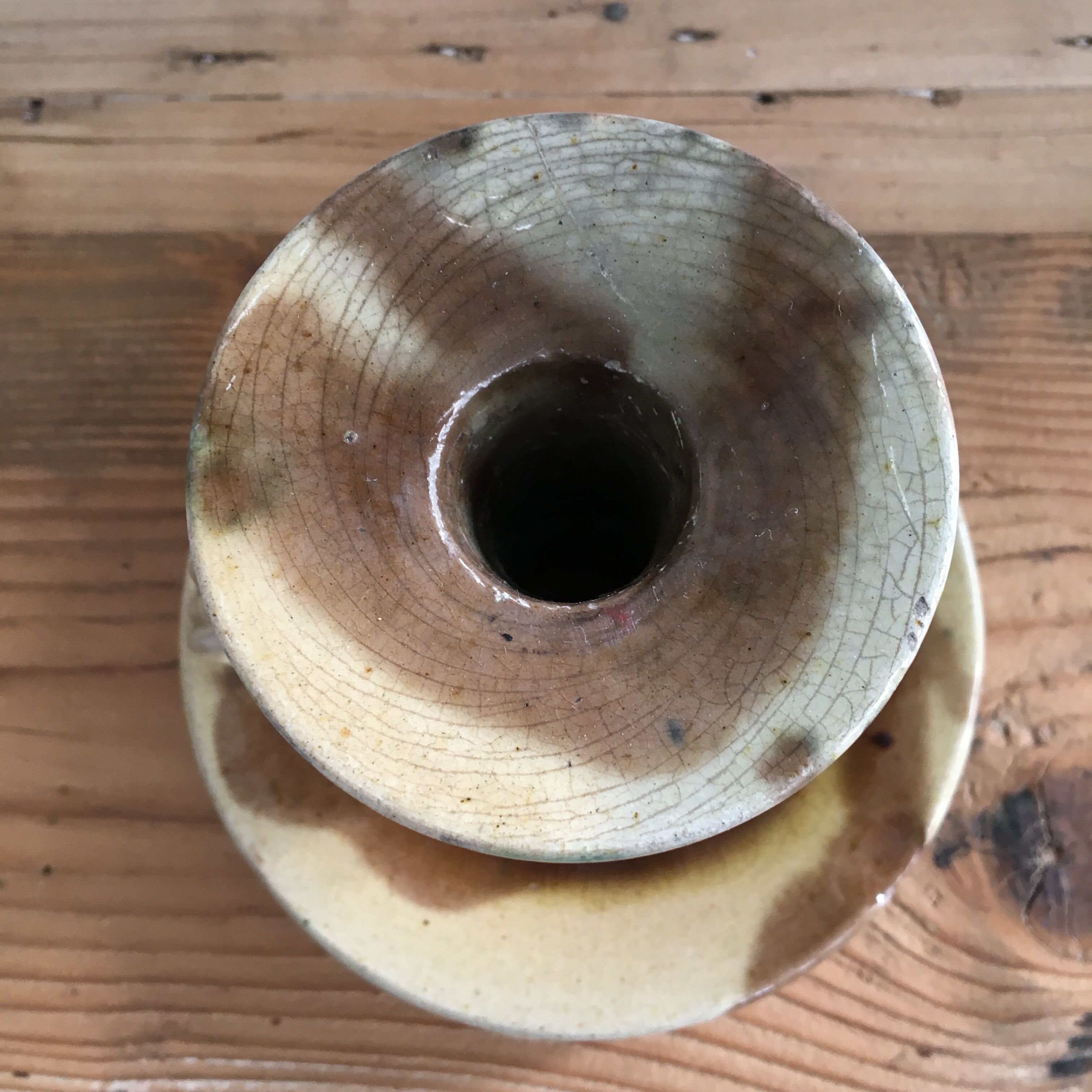 Glazed ceramic candle holder signed plato 50s
