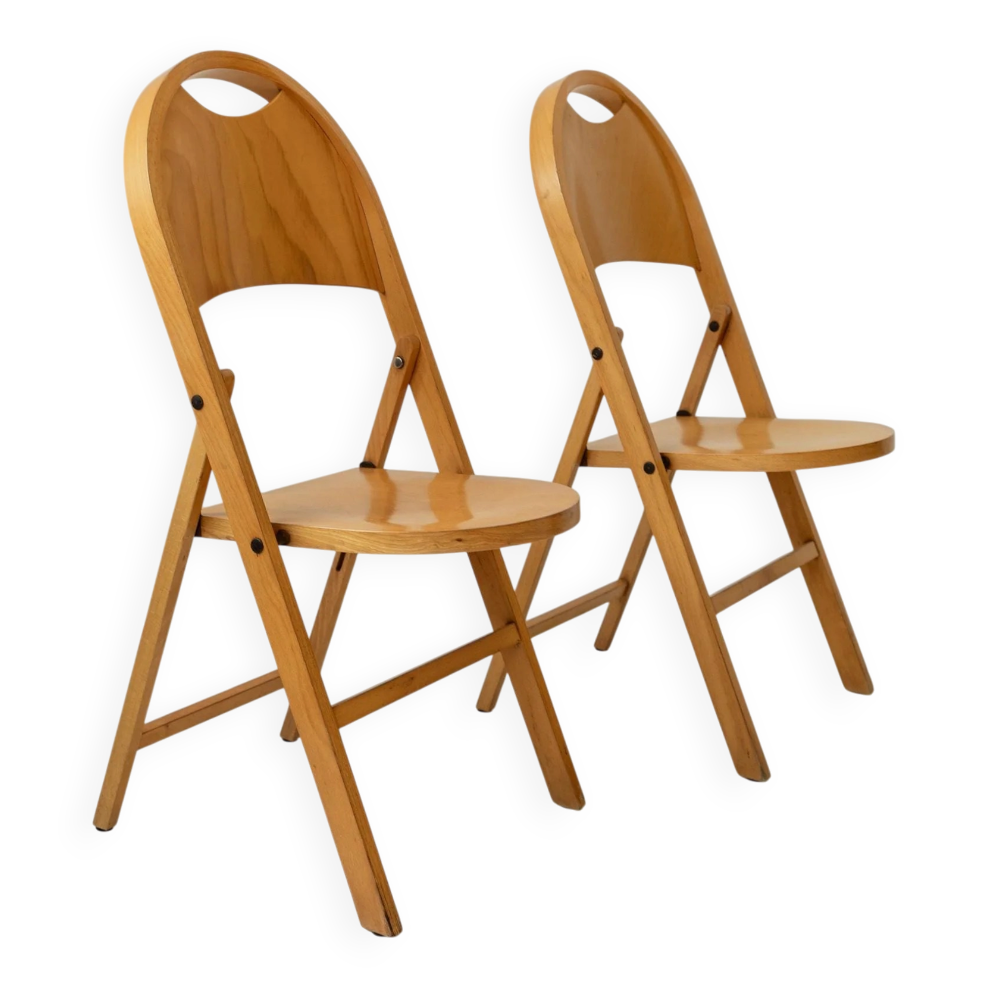 Set of 2 vintage folding chairs from the 1970s, by Achille and Pier Giacomo Castiglioni for Bernini.