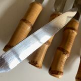 Set of 6 table knives 1960 Riviera bamboo handle