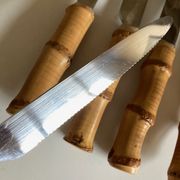 Set de 6 couteaux de table 1960 riviera manche bambou