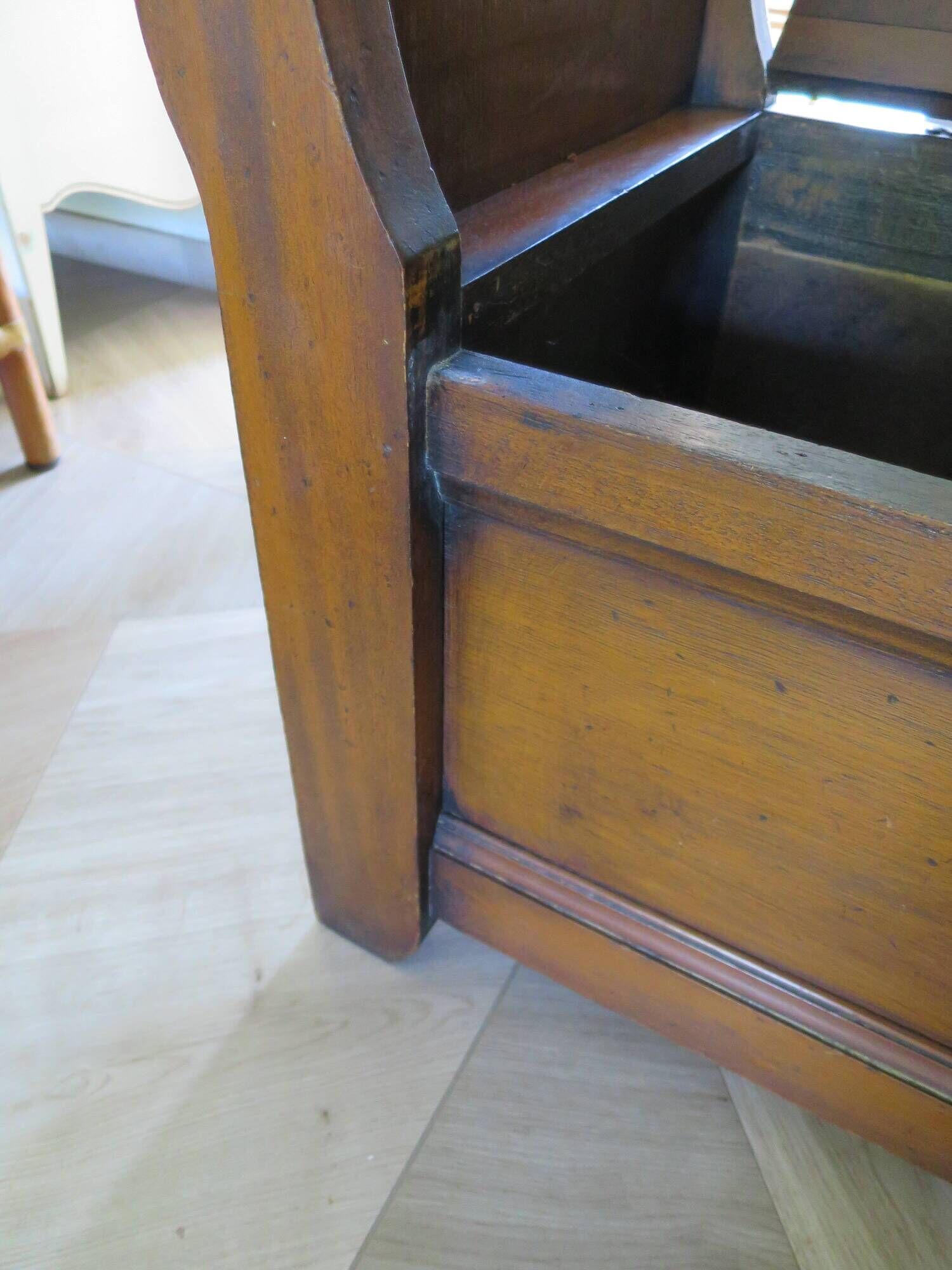 Rare entrance bench - Old chest bench - toy chest - oak color