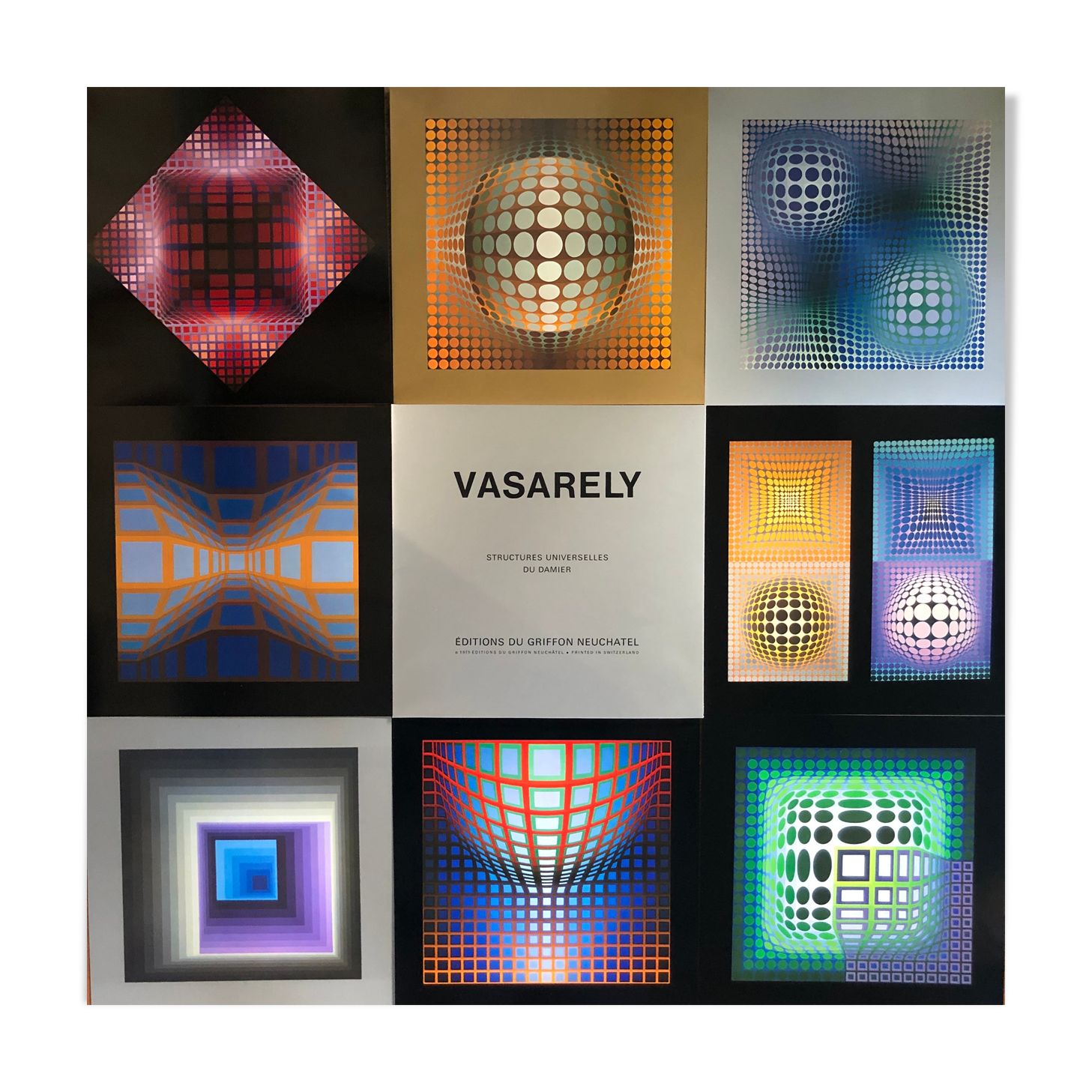 Complete portfolio (8 plates) from 1975 - Universal structures of the checkerboard - Victor Vasarely