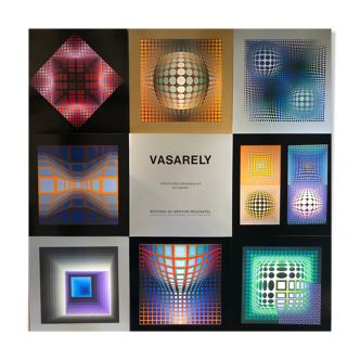 Complete portfolio (8 plates) from 1975 - Universal structures of the checkerboard - Victor Vasarely