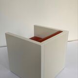 Tan Leather Cube Chair inspired by Lella & Massimo Vignelli
