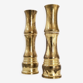 Pair of vintage bamboo-style vases 1970