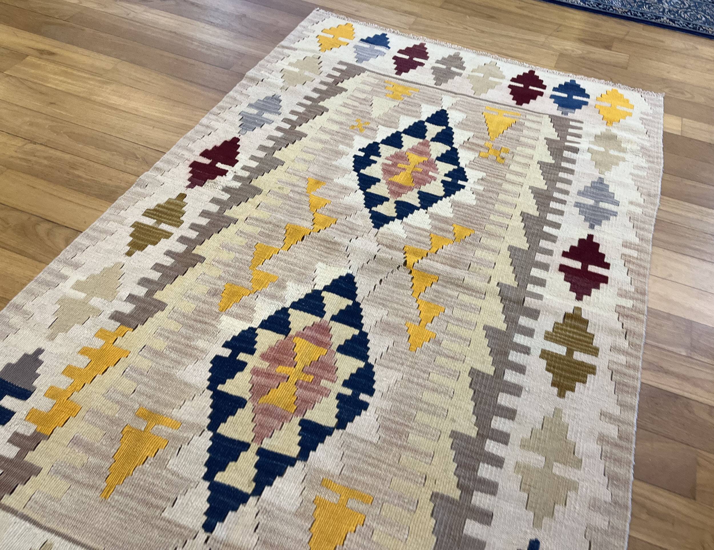 Tapis Kilim Vintage Pastel Fait Main