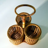 Rattan bottle holder and cannage, 1970
