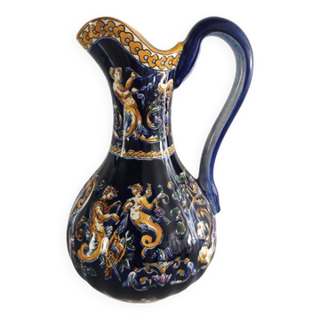 Ewer / Decorative jug Gien earthenware - Renaissance