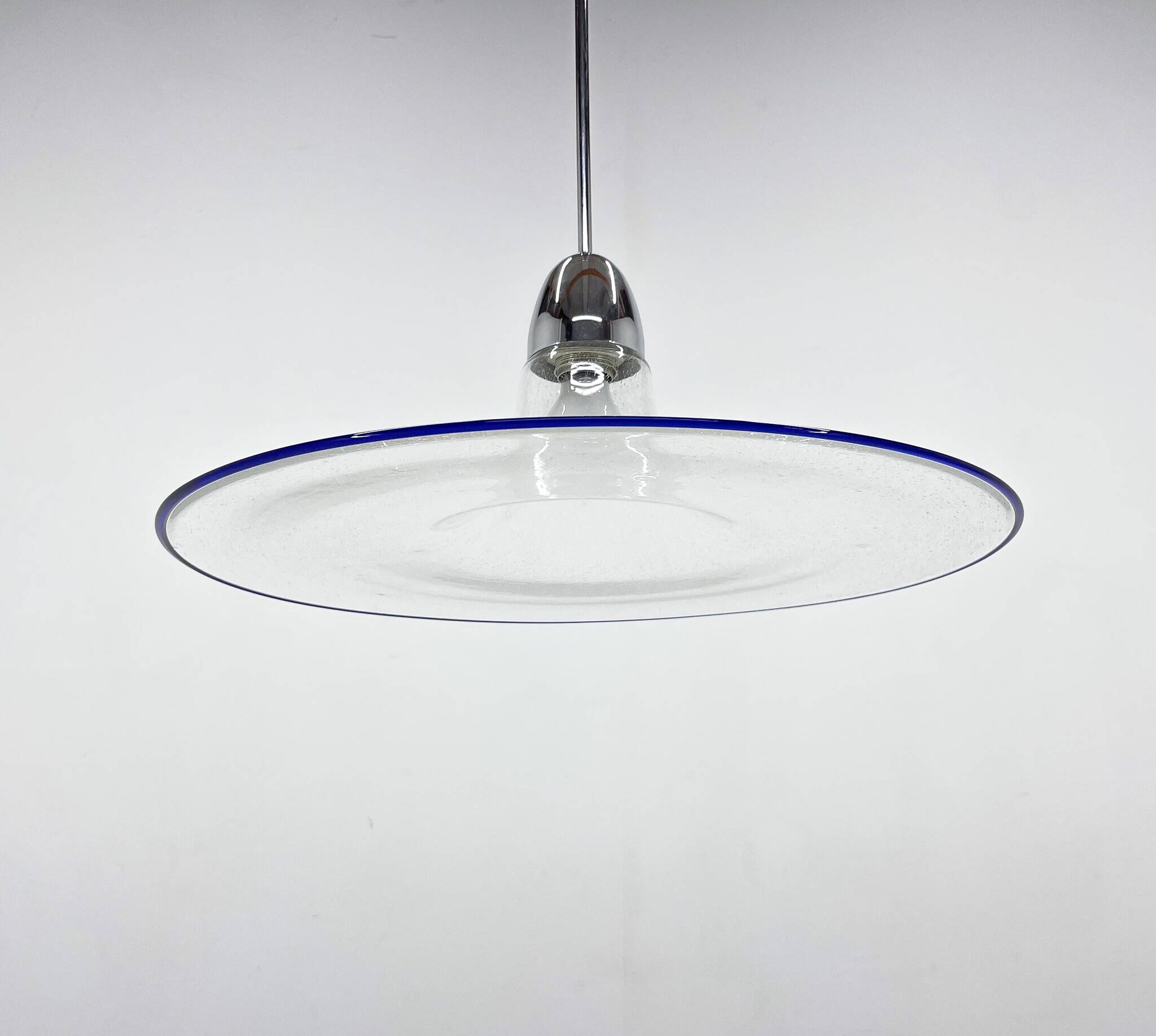 Space Age Italian Bubble Glass & Chrome Pendant Light, 1970's