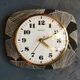 Vintage formica clock rectangular silent wall pendulum "Beroz black gold"