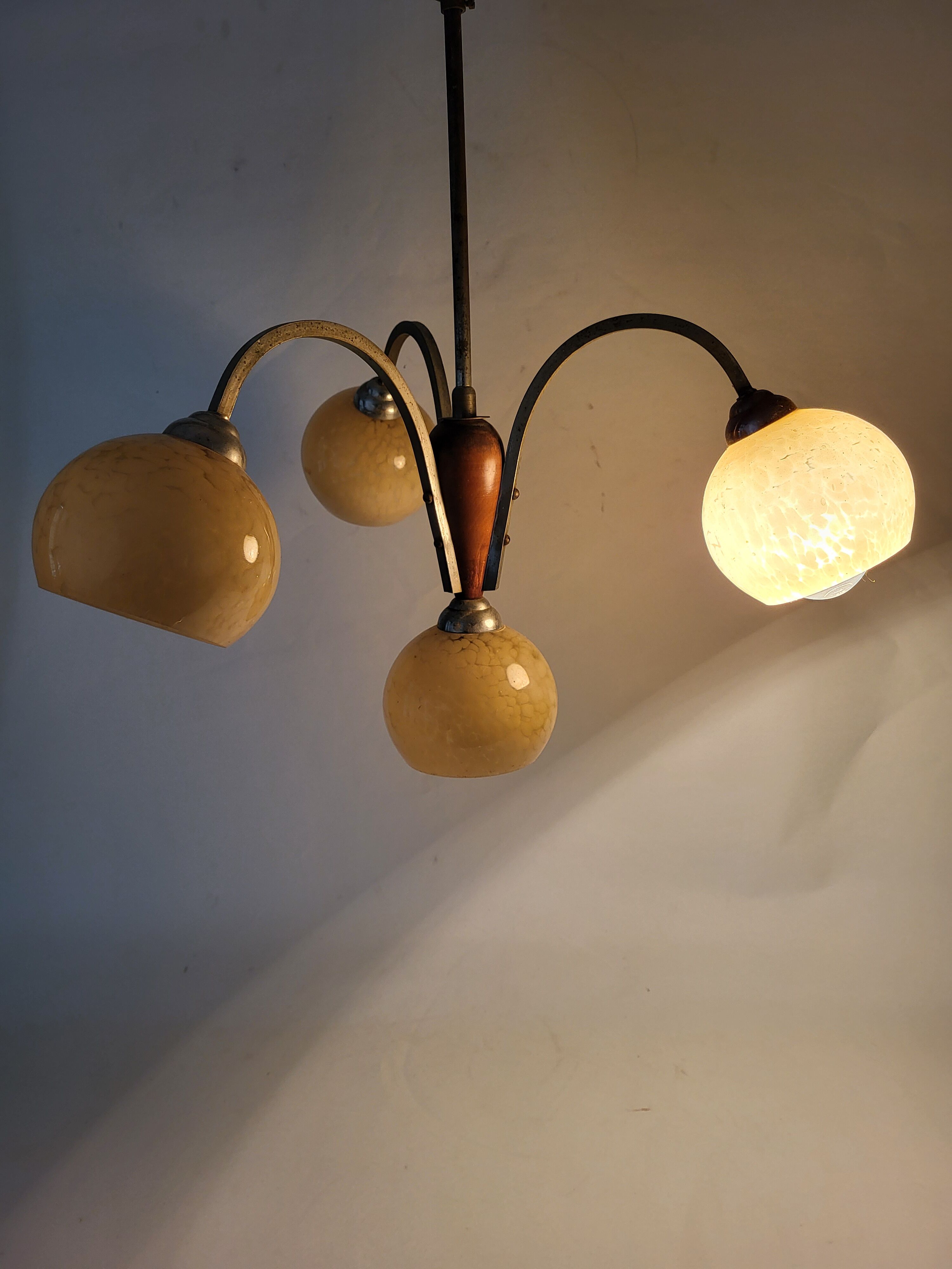Chandelier suspension does marble glass 50s