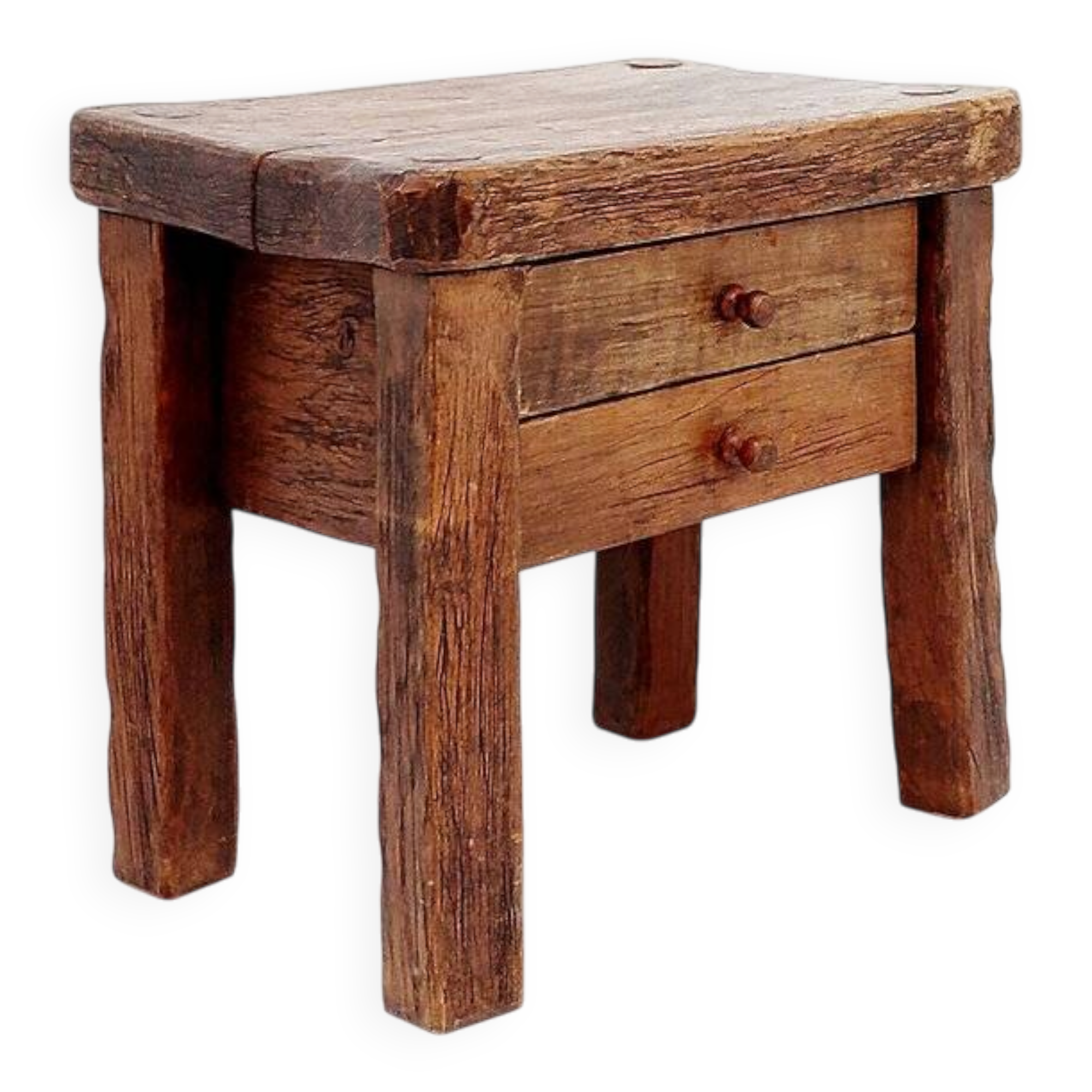 Tables de chevet ou table d'appoint rustiques en bois massif de style mid-century