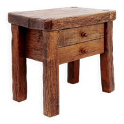 Tables de chevet ou table d'appoint rustiques en bois massif de style mid-century