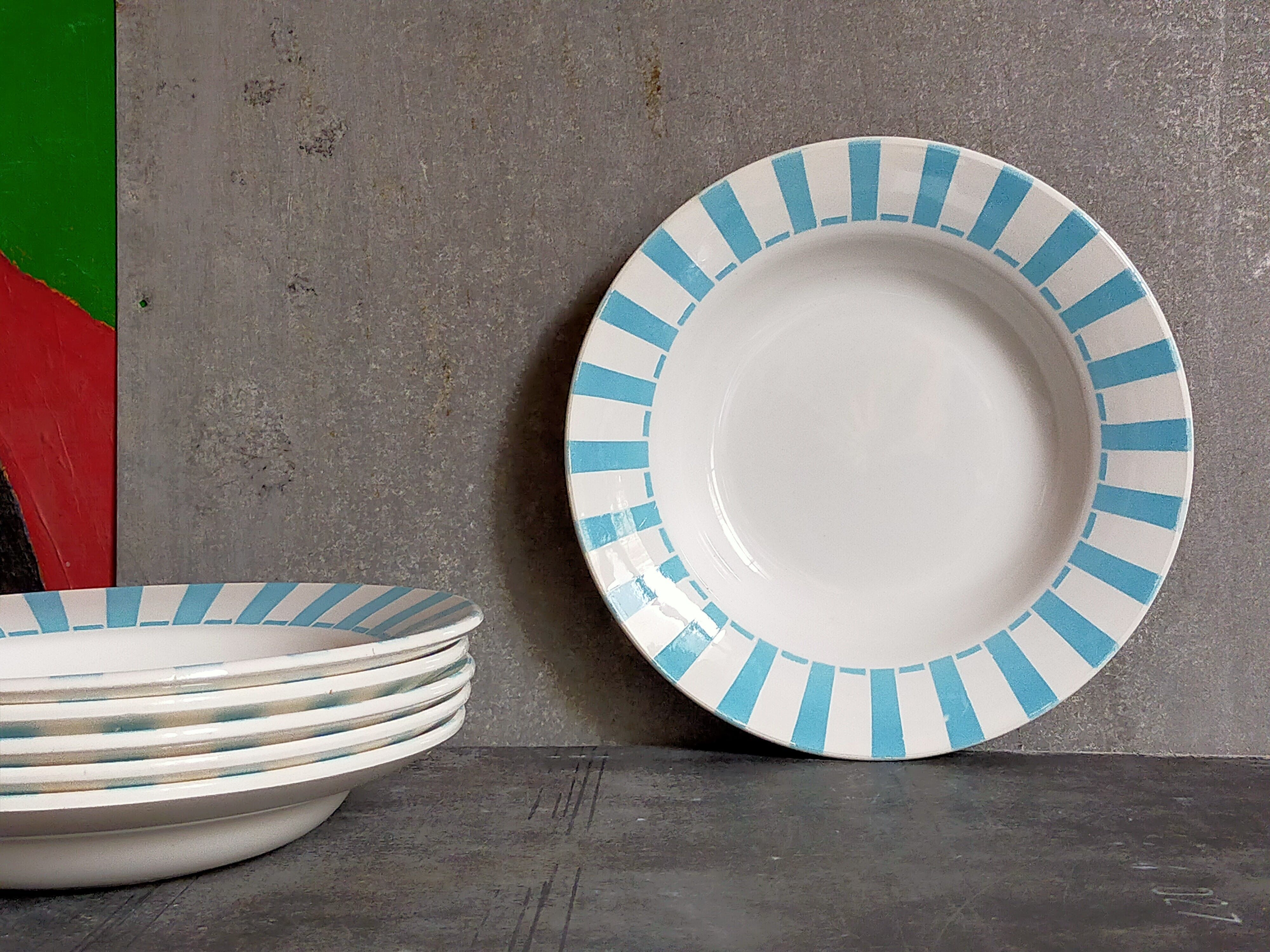 Six vintage Digoin-Sarreguemines plates
