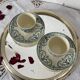 2 tasses terre de fer Saint Amand et Hamage modèle Guirlande vert