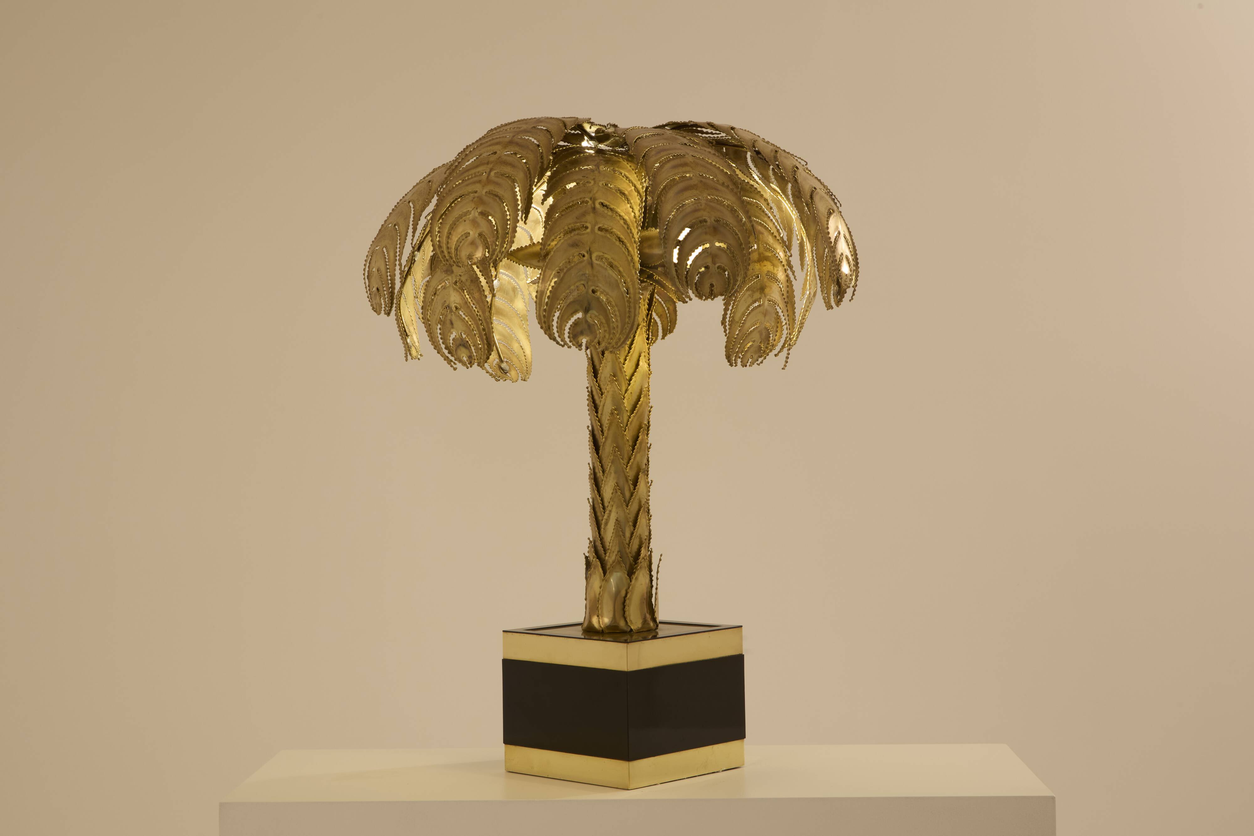 Christian Techoueyres brass palm lamp for Maison Jansen 1970s