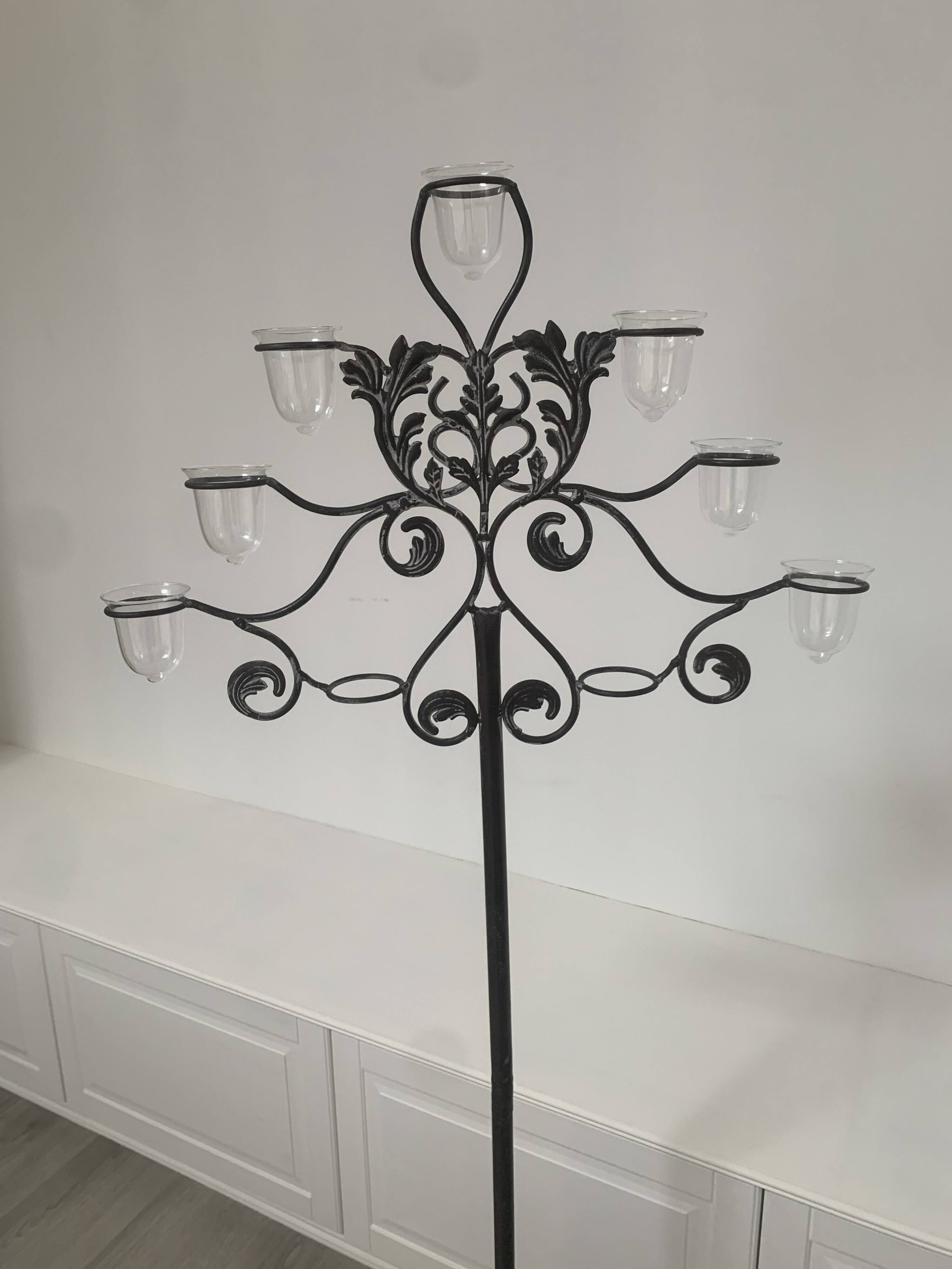 Large black wrought iron floor candelabrum (H150 cm) – Classic & Roman style