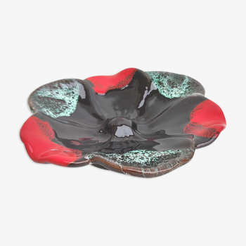Red and black flower ceramic dish
