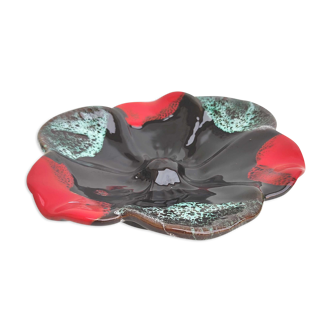Red and black flower ceramic dish