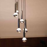 Large mid-century cascade chandelier in chrome
