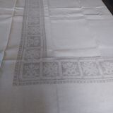 Nappe ancienne 24 couverts 283x200 brodé et monogrammé CC entrelacé