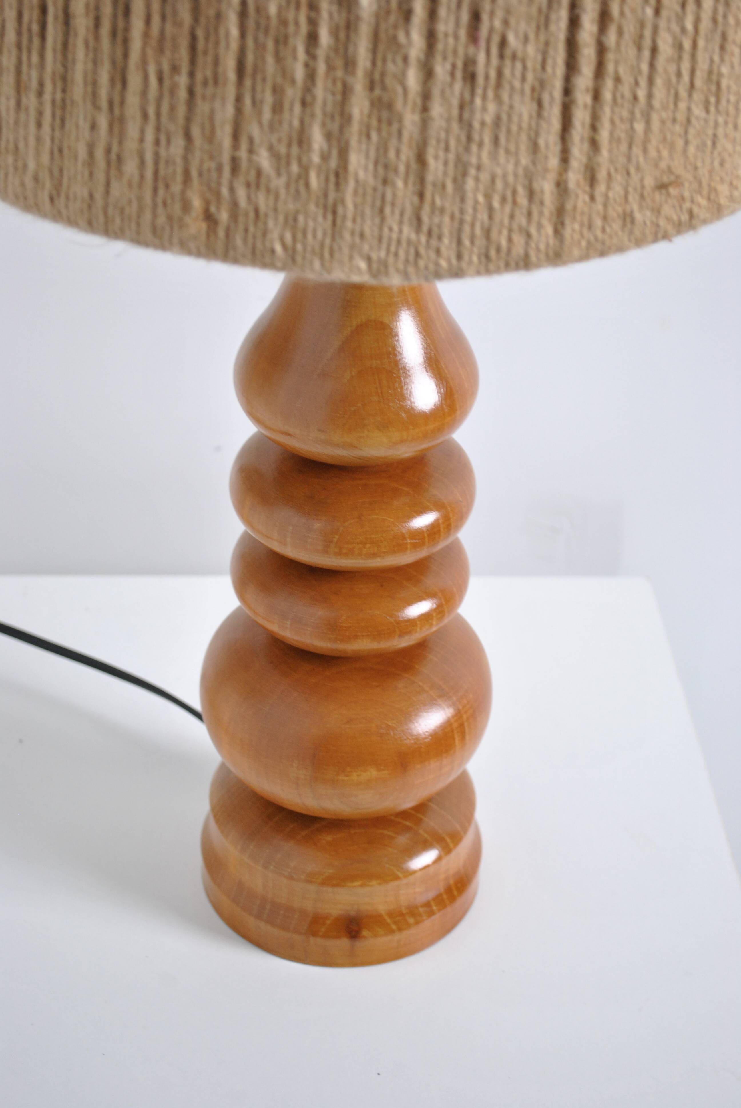 Wooden lamp with rope shade 1970