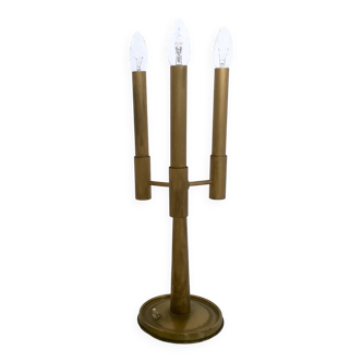 Vintage Three-Arm Brass Table Lamp with a Candelabra Design, Italy