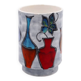 Italian round vase with bottle and floral motifs - 1950s/1960s