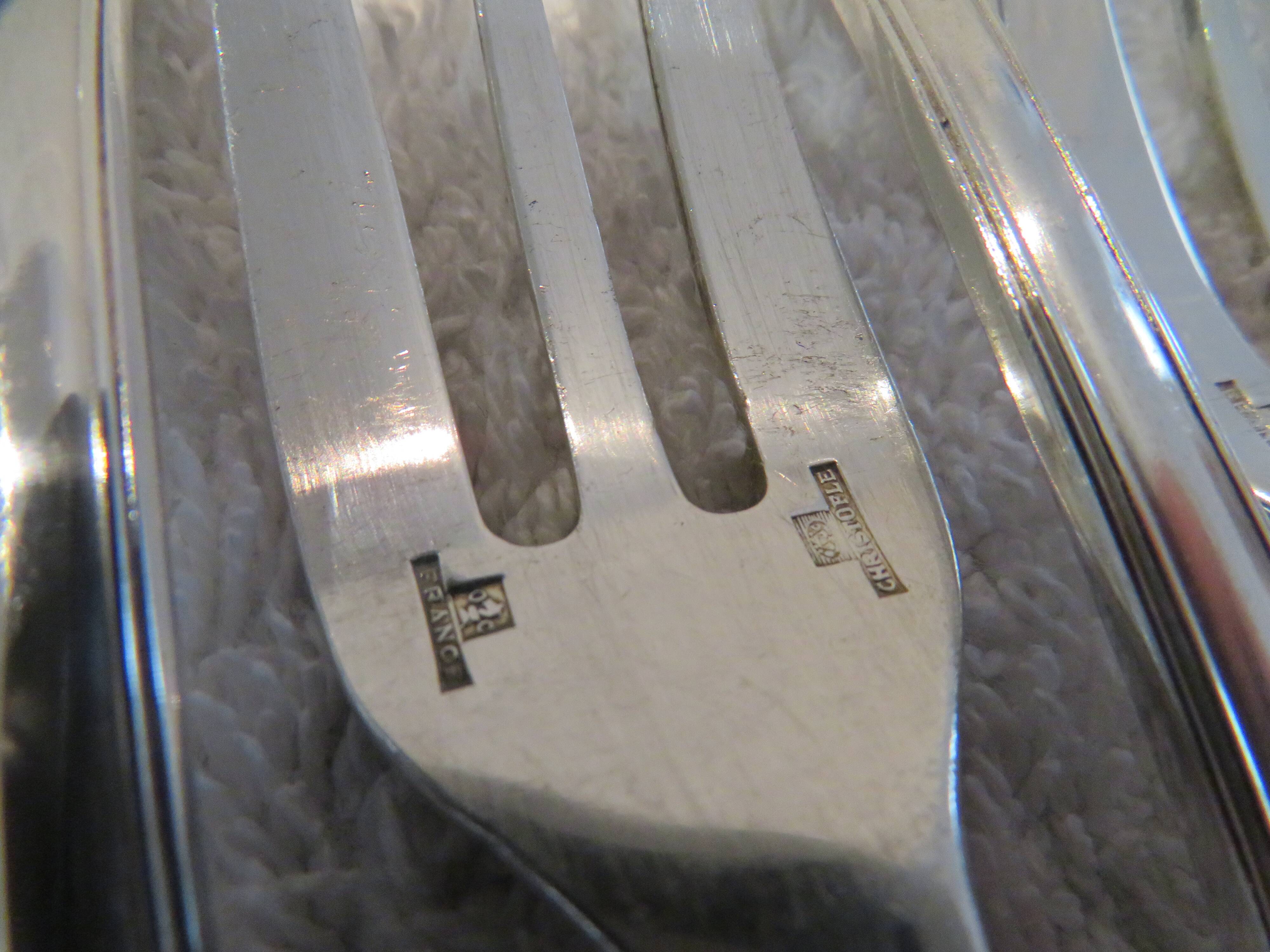 8 silver-plated cake forks by Christofle Malmaison Empire