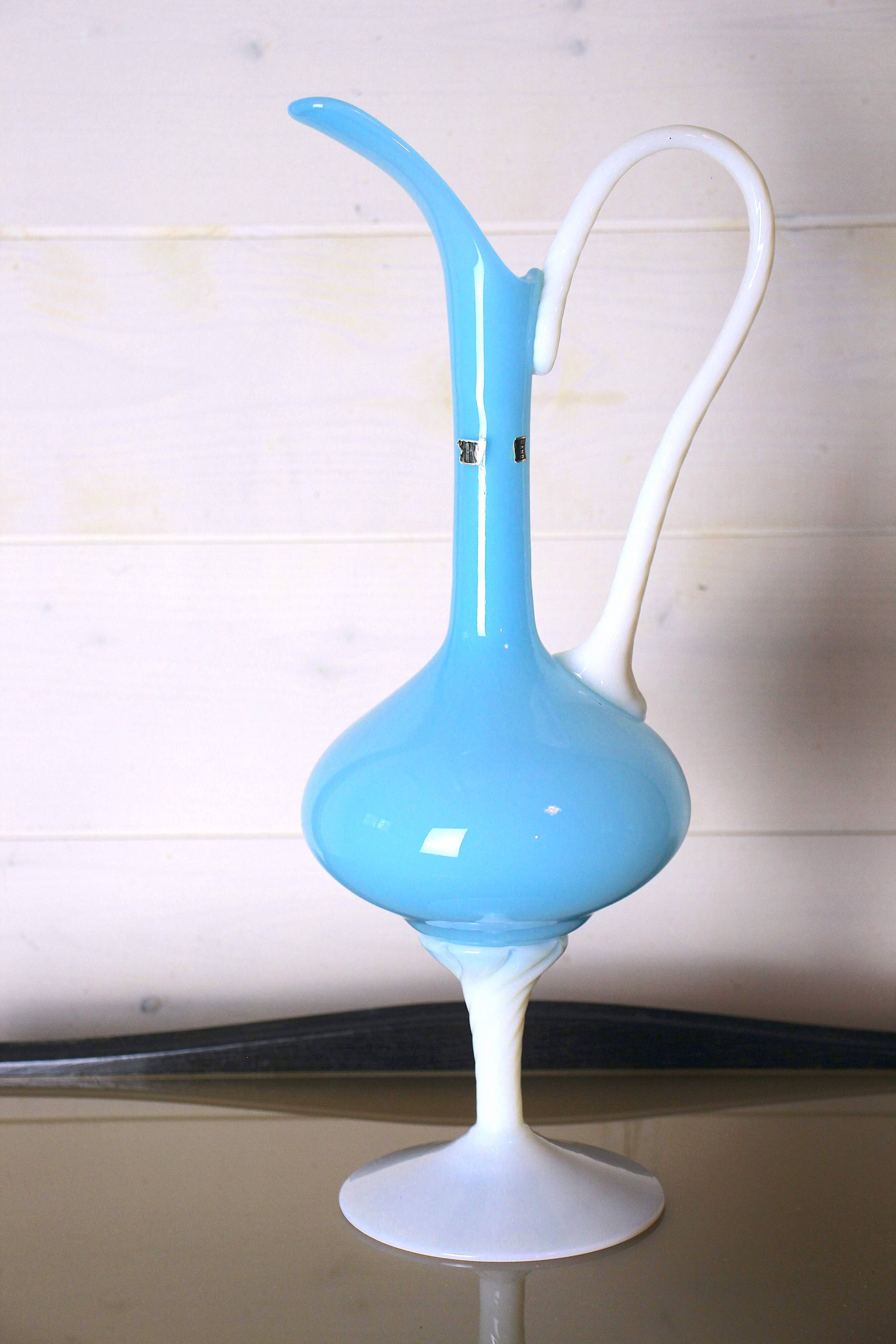 Italian glass vase, handmade, Florence region, Italy 1970s