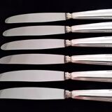 6 Silver-Plated Metal Table Knives Ravinet d'Enfert Beaded Model