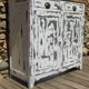 Old workshop furniture, professional piece, patinated Parisian sideboard.