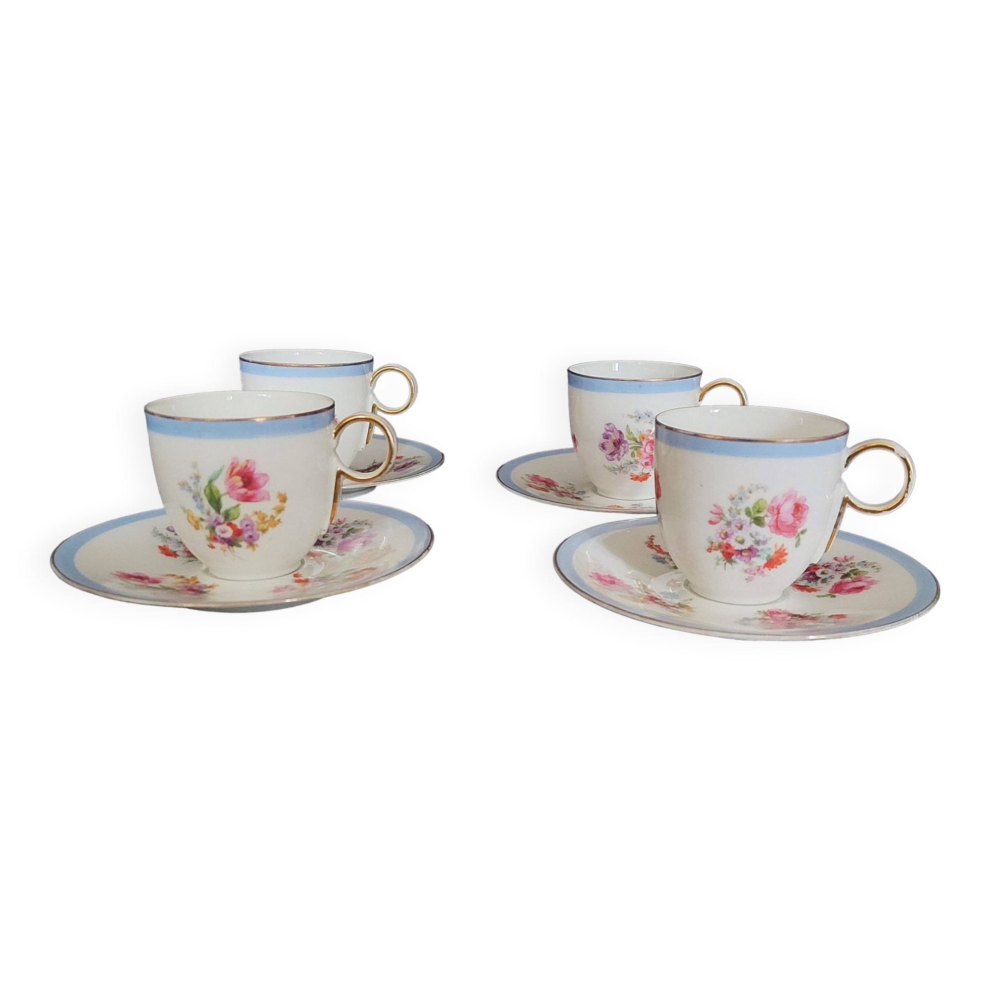 Epiag porcelain coffee cups Czechoslovakia floral decor