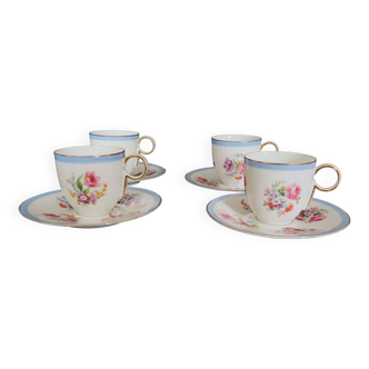 Epiag porcelain coffee cups Czechoslovakia floral decor