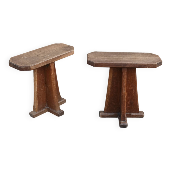Paire de tabourets 19ème en chêne
