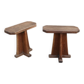 Paire de tabourets 19ème en chêne