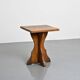 Solid pine table, sculpted cross legs, French Alps, around 1970.