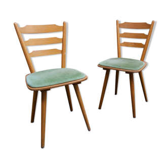 Pair of 60s green Scandinavian chairs