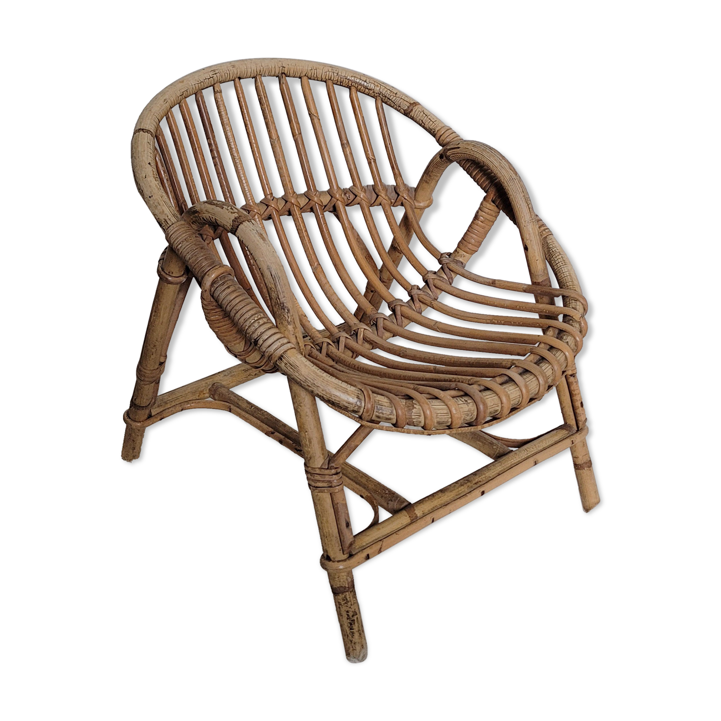 Children's rattan shell chair