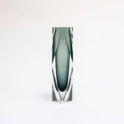 Vintage Geometric Vase in Grey "Sommerso" Murano Glass, Flavio Poli Style