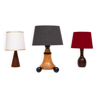 Trio de petites lampes de table des années 1960 avec abat-jour, Hollande