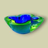 Ashtray or glass pocket tray in blue and green sommerso, Murano, 1960s