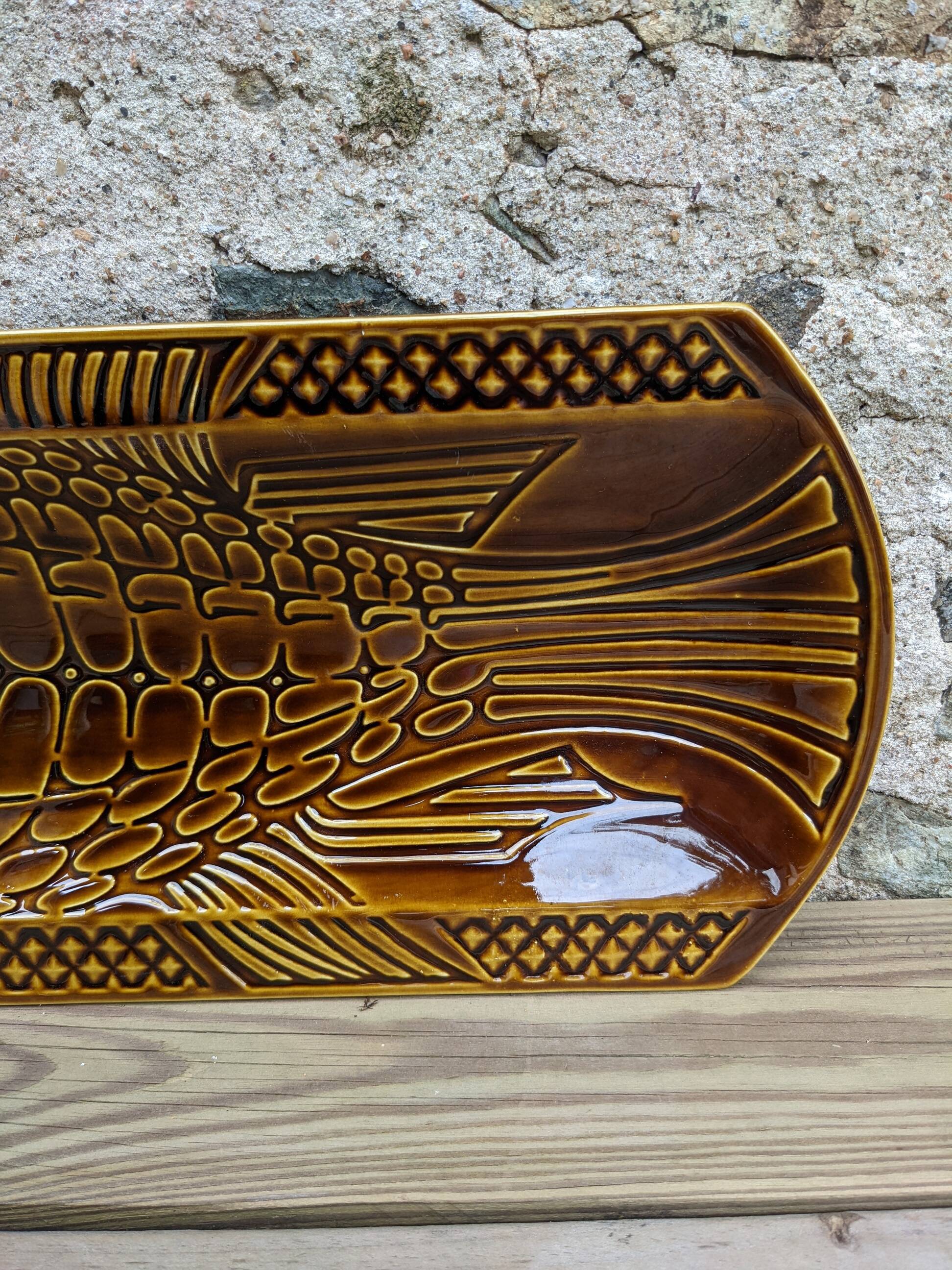 Dish fish vintage ceramic brown 60 cm