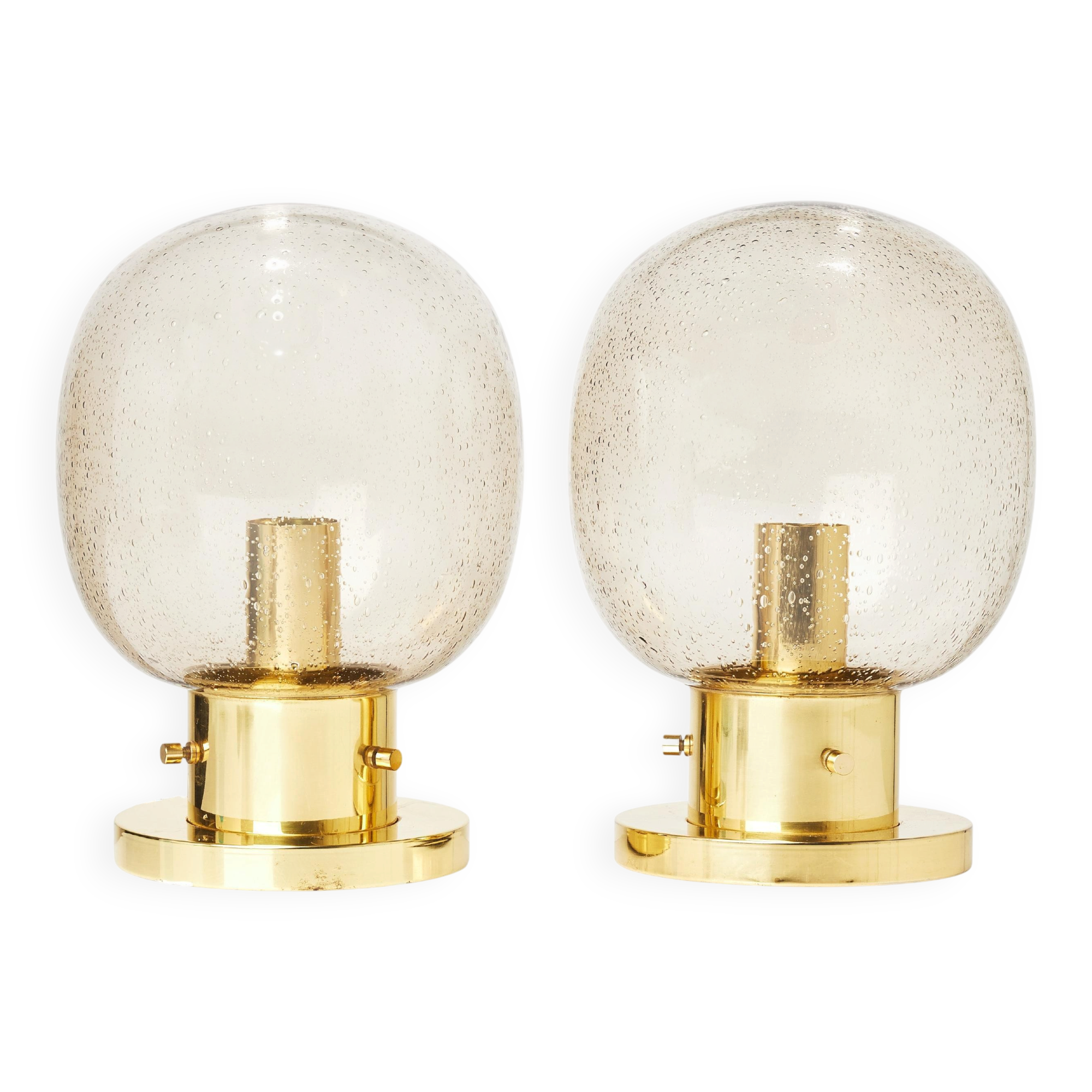 Glashütte Limburg ceiling lights Brass and glass Germany 1970 Labelled