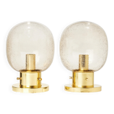 Glashütte Limburg ceiling lights Brass and glass Germany 1970 Labelled